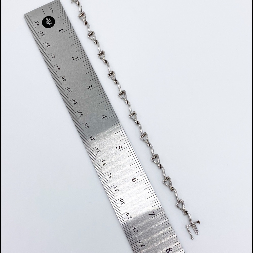 Vintage Heng Ngai Sterling Silver Genuine Diamonds Hearts Link Bracelet - Picture 6 of 10